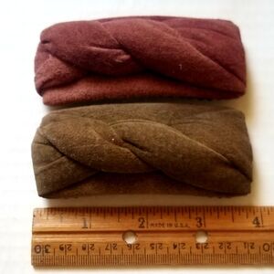 Vintage '80s Deborah Rhodes Braided Faux Suede Burgundy & Cocoa Barrettes France